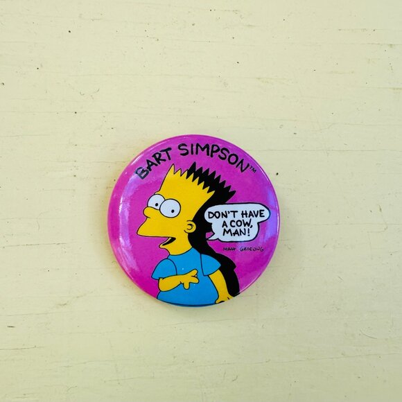 Vintage Simpson's Buttons, Bart Simpson, Homer Simpson, Novelty pin, NOS 1990s - Picture 2 of 4